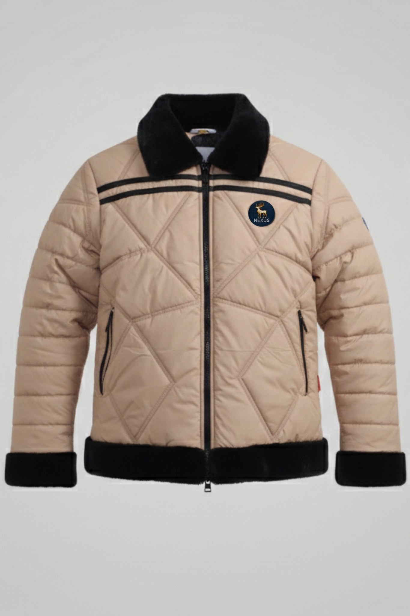 Nexus Beige & Black Combination Puffer Jacket