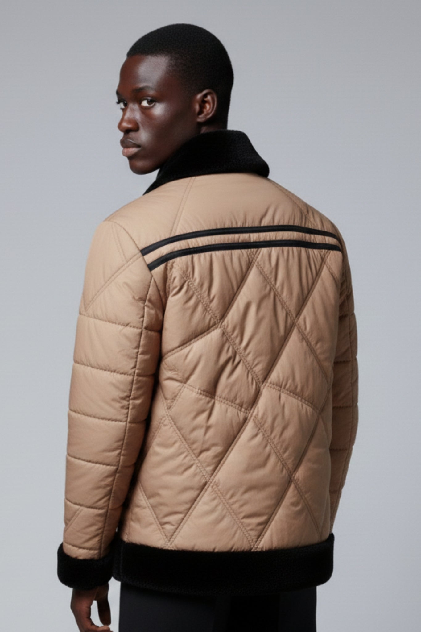 Nexus Beige & Black Combination Puffer Jacket